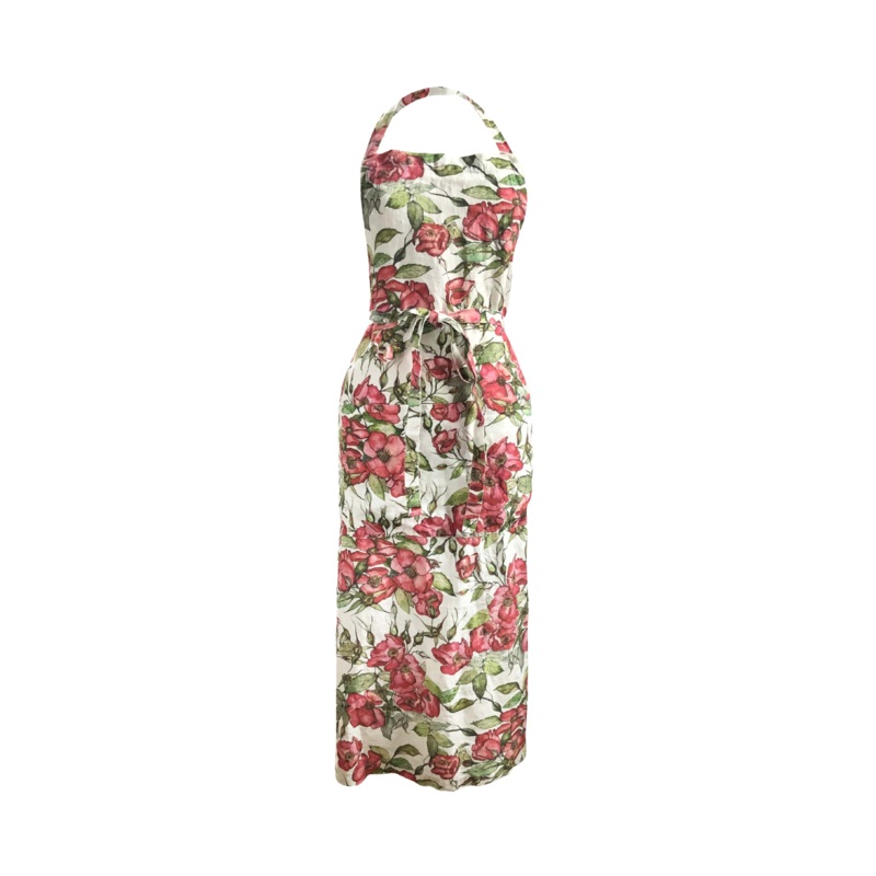 Rosa Rugosa Printed Linen Apron