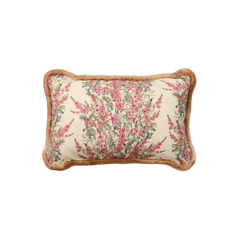 Sidalcea Rectangle Cushion with Ecru Silk Trim