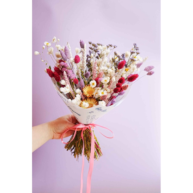 The Raspberry Meringue Dried Flower Baked Blossom Bunch