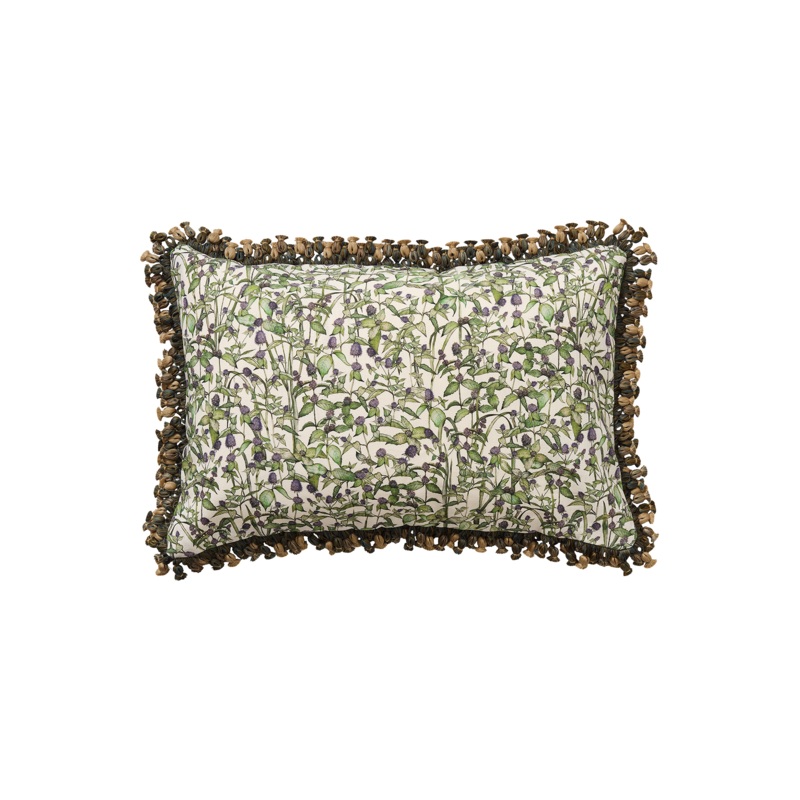 Rivermint Cushion with Green Onion Tassel Trim