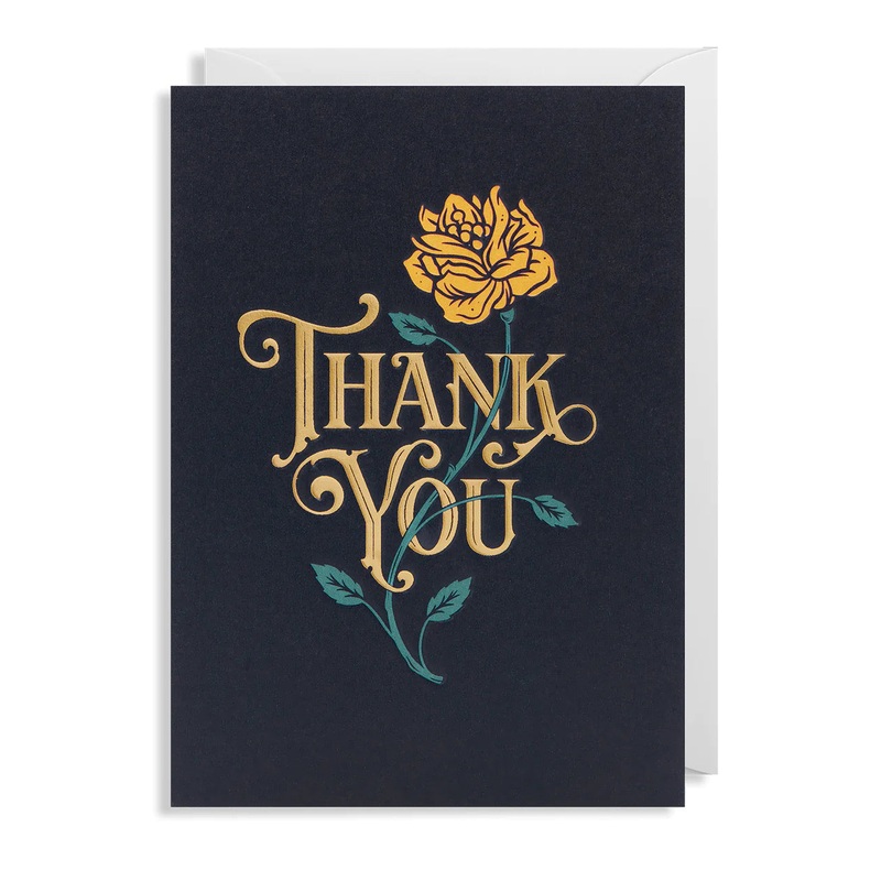 Thank You Modern Calligraphy Floral Card