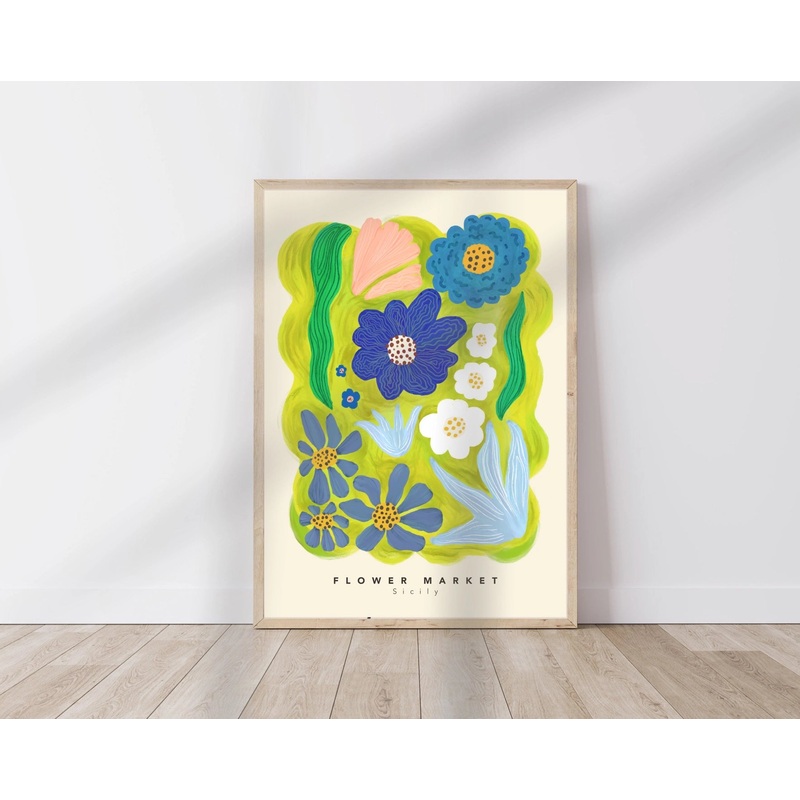 Blue Flower Market Print