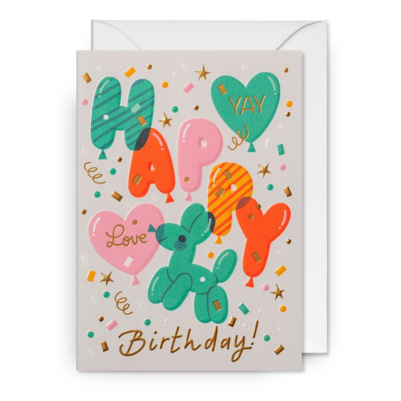 Happy Birthday Balloons & Confetti Greeting Card