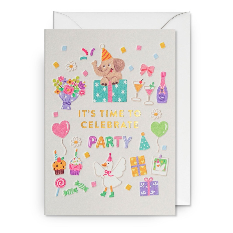 It’s Time to Celebrate Illustrated Party Greeting Card