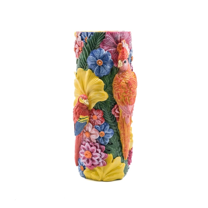 Vibrant Coloured Floral Bird Vase