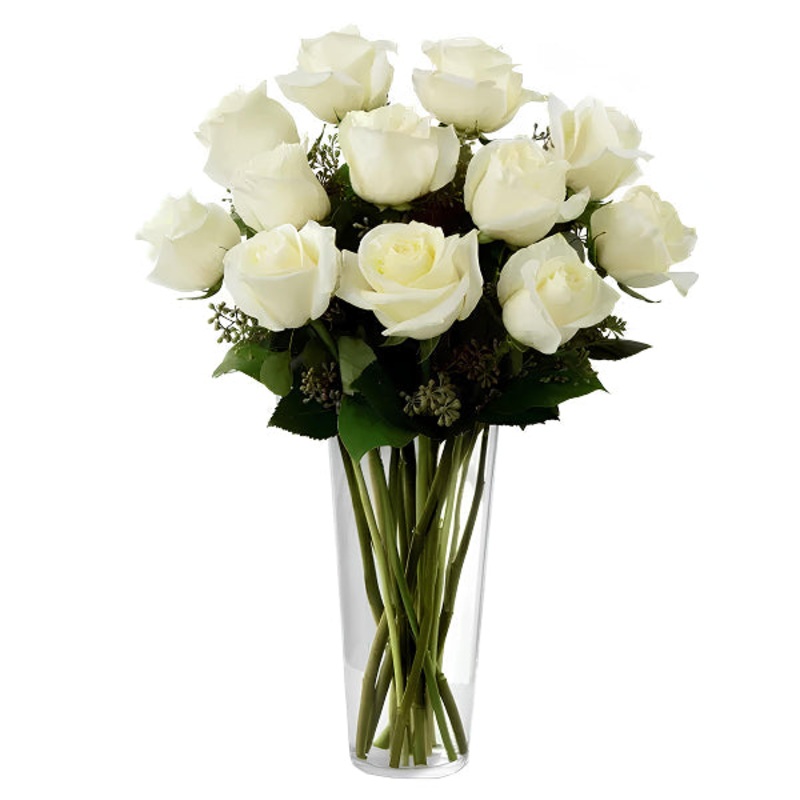 12 Long Stem White Roses|Regular|Deluxe|Supersize