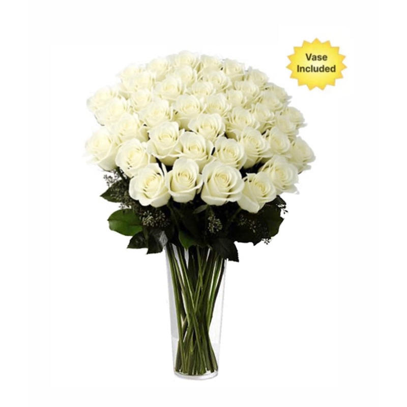 3 Dozen Long Stemmed White Roses