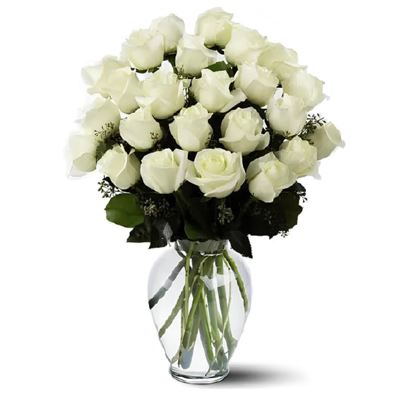 Two Dozen Long Stemmed White Roses