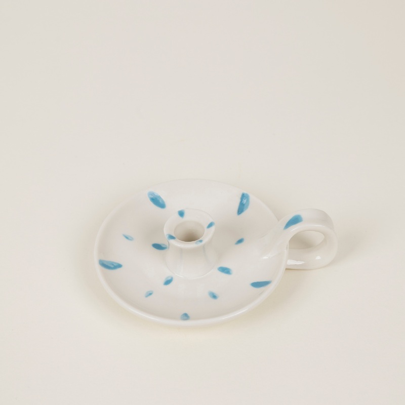Sky Blue Brushmarks, 1/2 Candle Holder with Handle