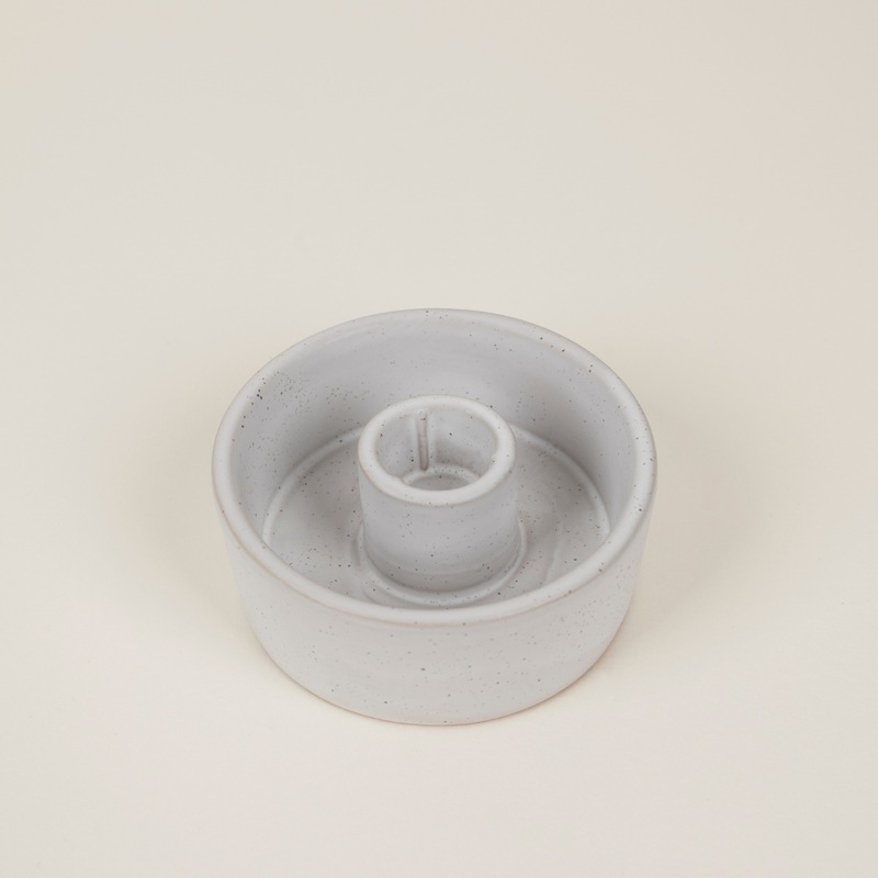 White Speckle 7/8 Candle Holder