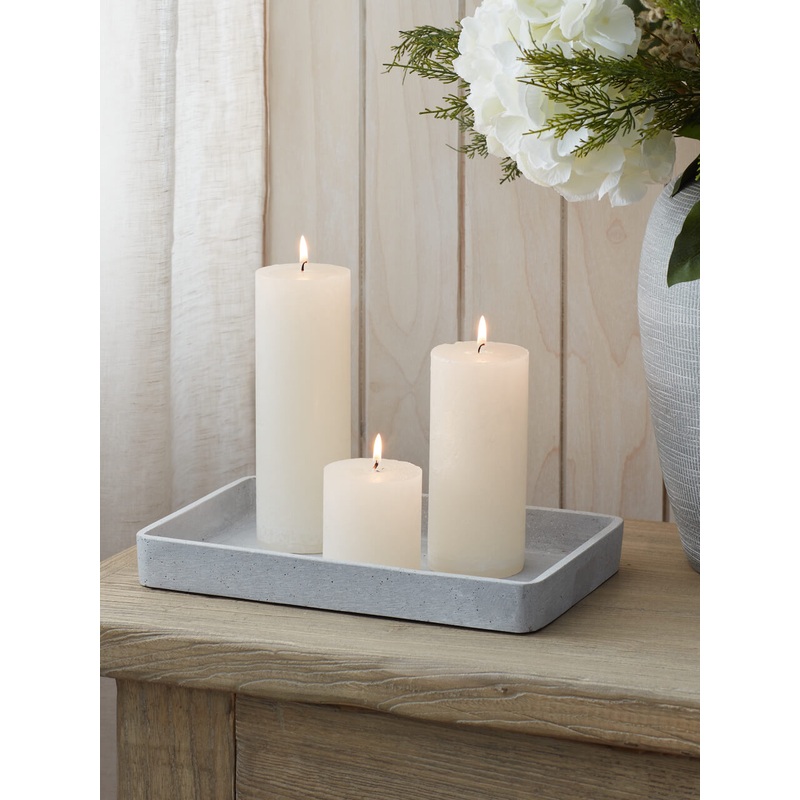 Set of 2 Rustic Ivory Pillar Candle