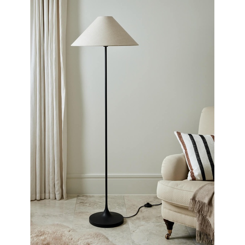 Ivar Black Metal Floor  Lamp with Natural Shade