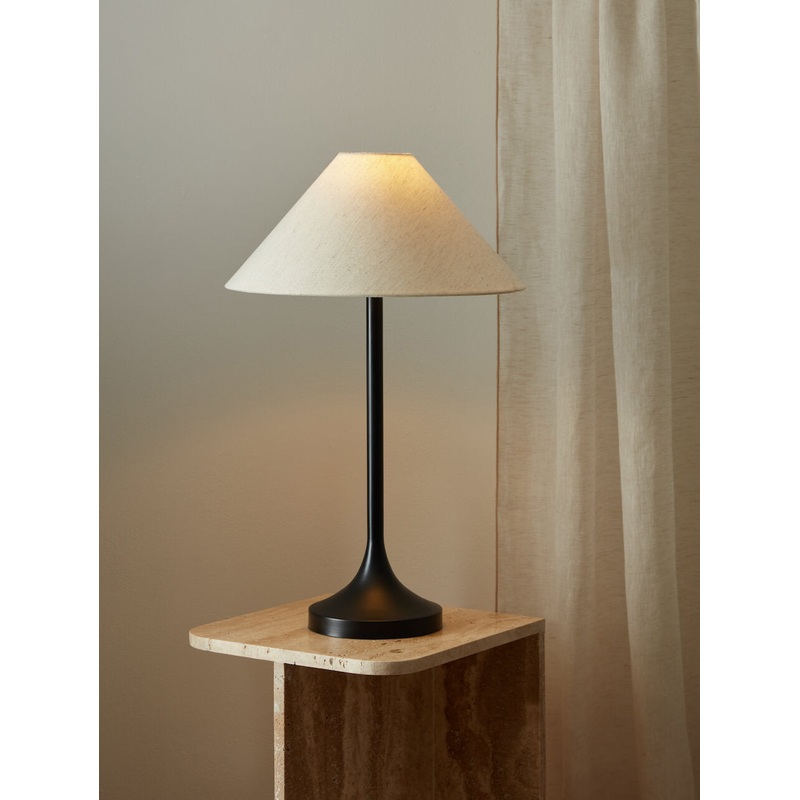 Ivar Black Table Lamp with Natural Shade