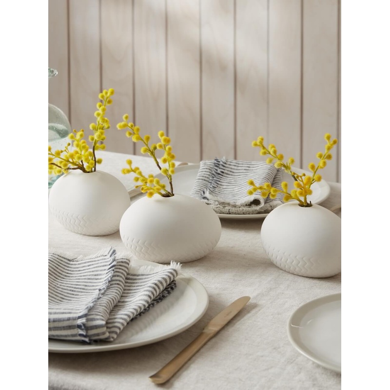 Set of 3 White Ceramic Decorative Pots