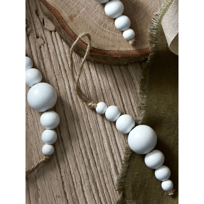 Set of 3 White Wooden Drop Decorations