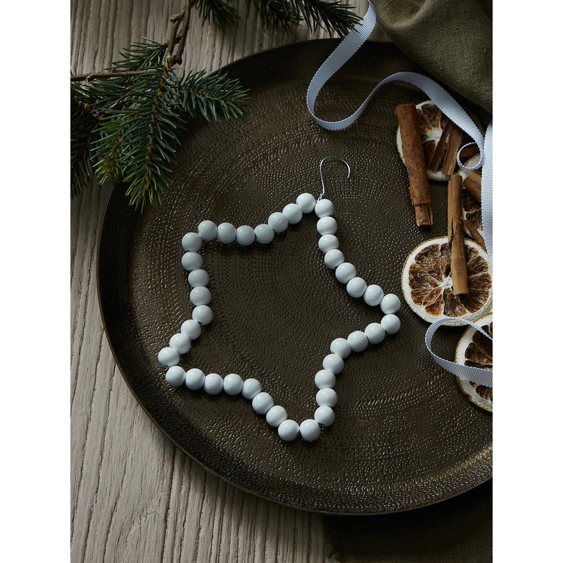 Set of 3 White Wooden Star Decorations