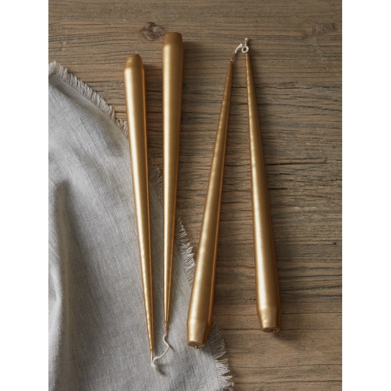 Set of 4 Metallic Gold Taper Candles