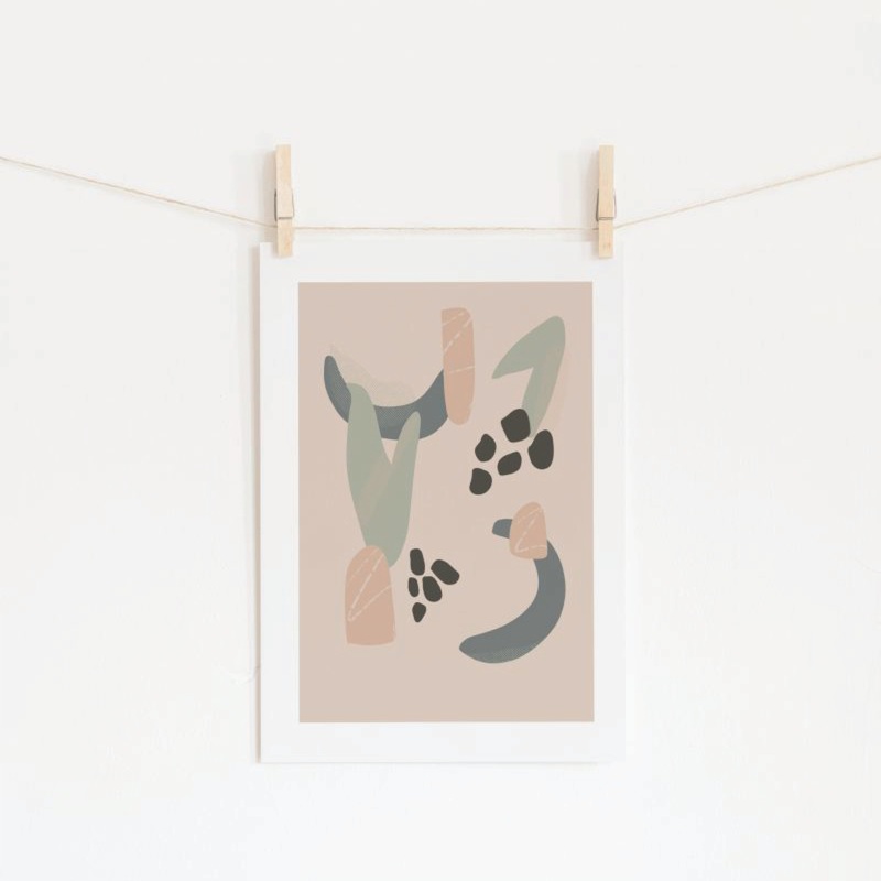 Plant Shapes Abstract Illustration A4 Art Print Wall dcor