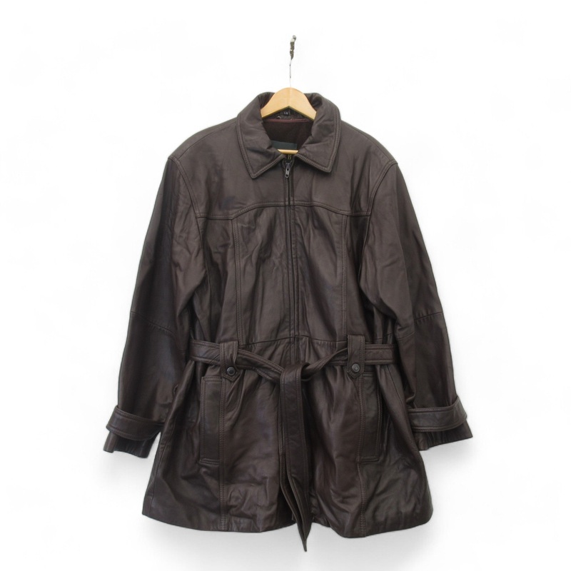 Danier Canada Large Brown Leather Coat Menswear | Preloved