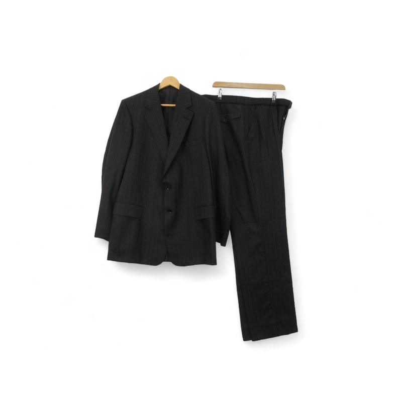 Holland & Sherry Vintage 44 Black Pinstripe Suit Menswear | Preloved