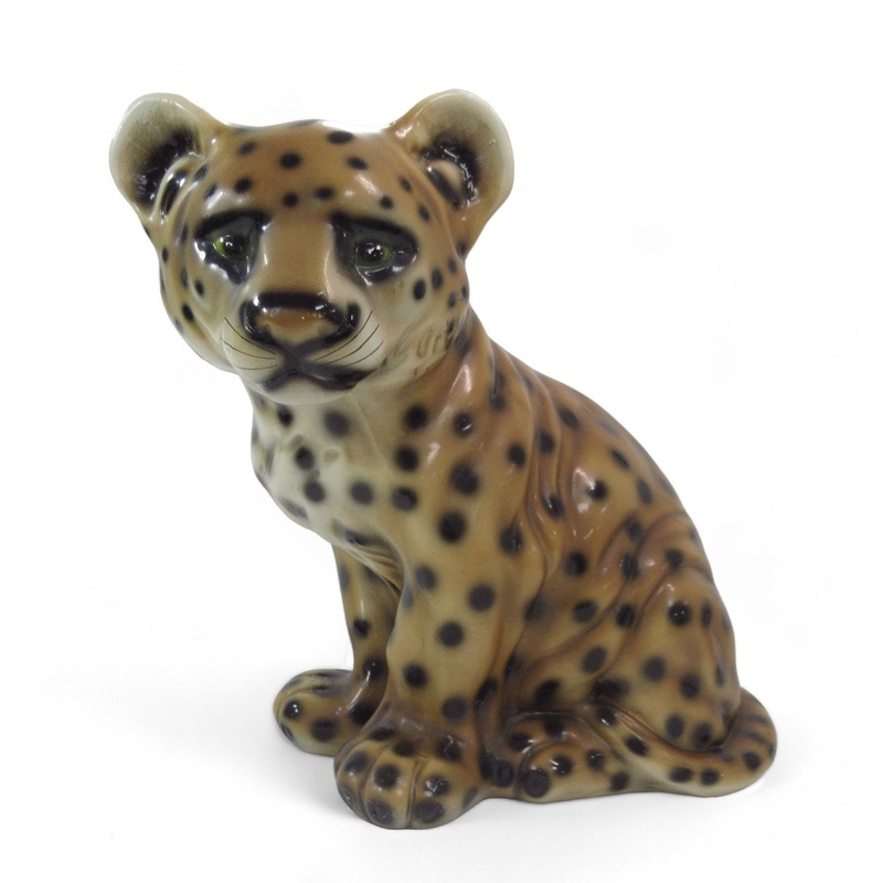 Large Hand Painted Ceramic Cheetah Cub Figure 14 | Preloved