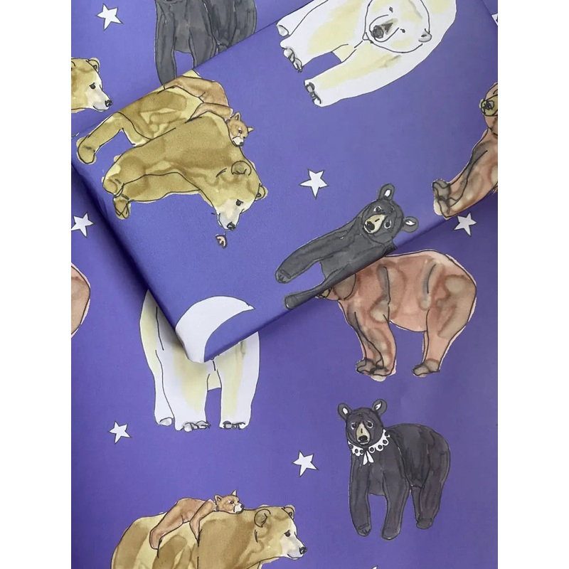 Moonlit Bear Wrapping Paper | Kat Draws It