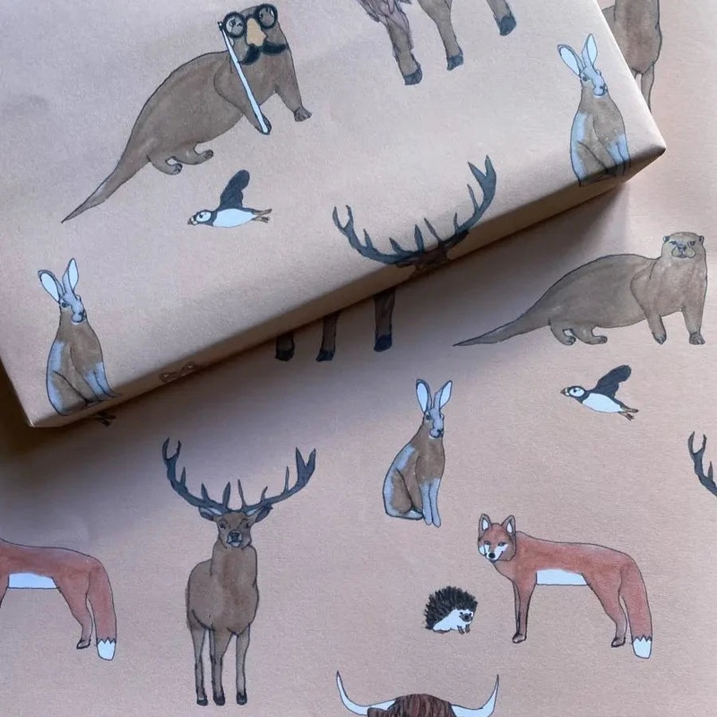 Scottish Wildlife Wrapping Paper | Kat Draws It