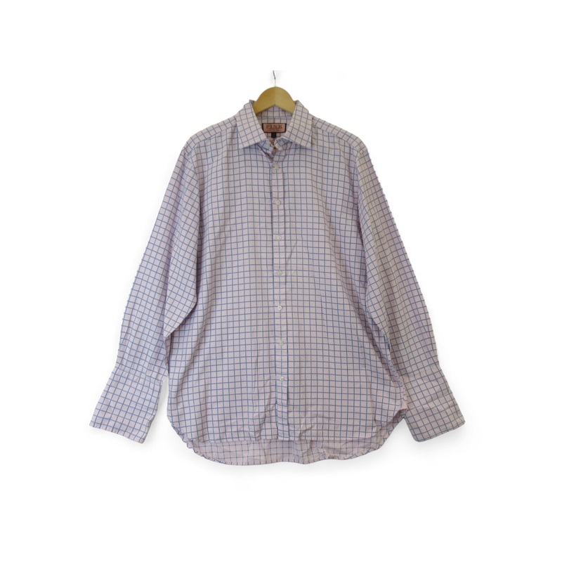 Thomas Pink 17 Pink Blue Checked Formal Shirt Menswear | Preloved
