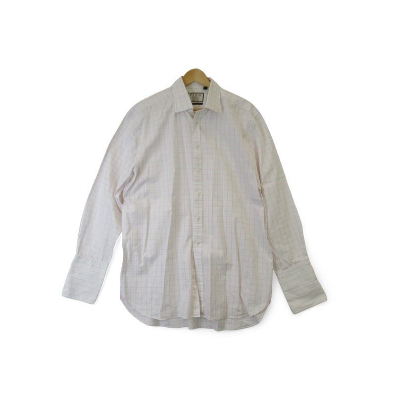 Thomas Pink White Pink Check 17.5 Formal Shirt Menswear | Preloved