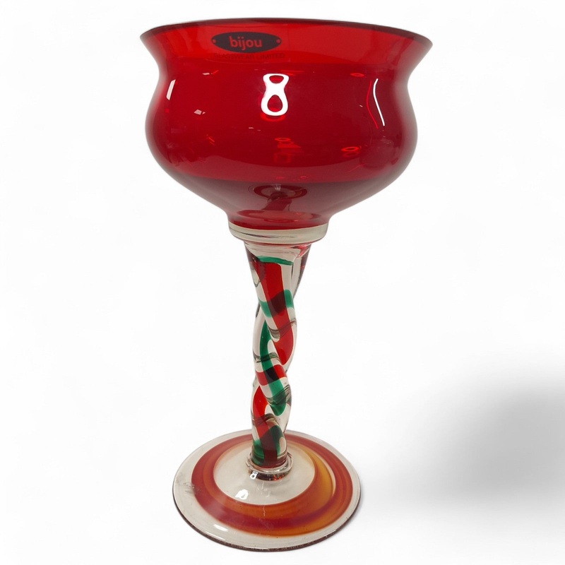 Bijou Glassware Red Glass Twisted Stem Decorative Goblet Large | Preloved