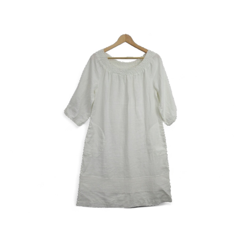 Boden UK 12R White Linen Dress Womenswear | Preloved
