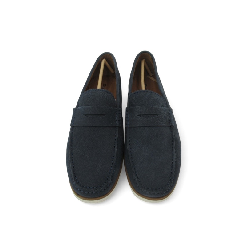 Dune London UK 10 Navy Blue Leather Moccasin Shoes Menswear | Preloved