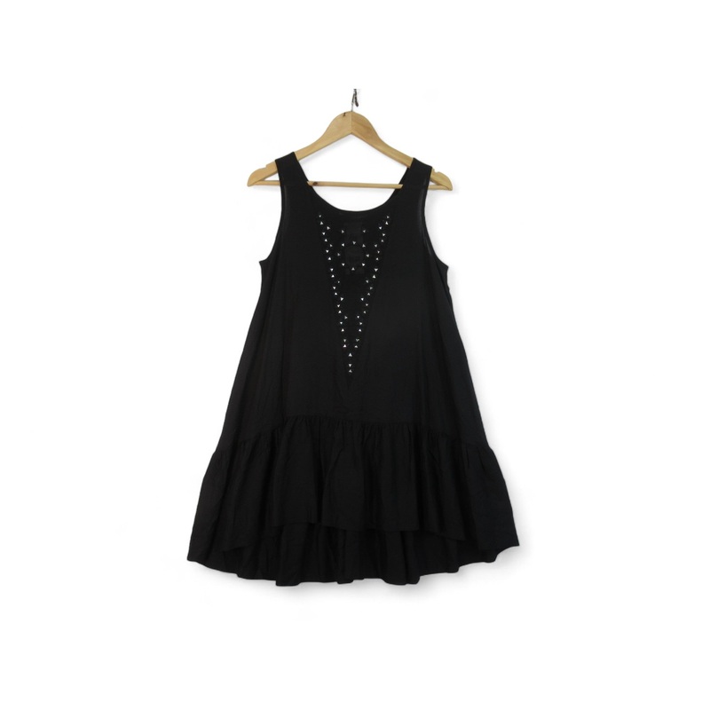 French Connection Small Black Frill Dress Womenswear | Preloved