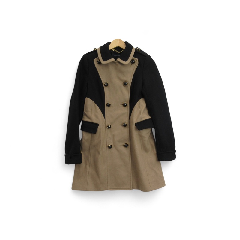 French Connection UK 6 Black Brown Wool Coat Womenswear | Preloved