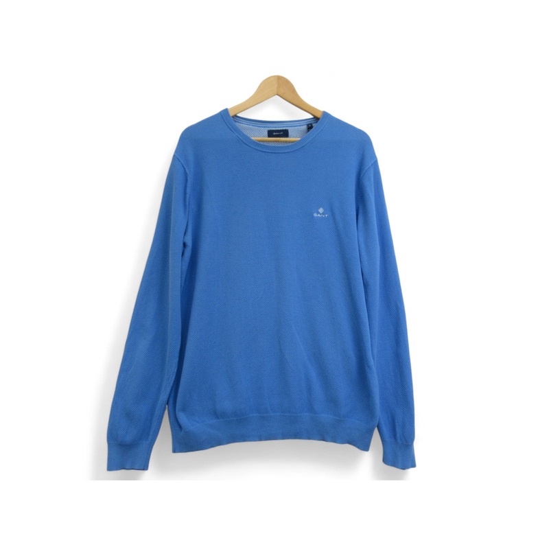 Gant XL Blue Cotton Crew Neck Jumper Top Menswear | Preloved