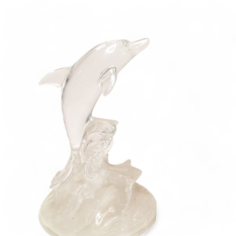 Glass Dolphin Figurine Ornament Collectable Clear | Preloved