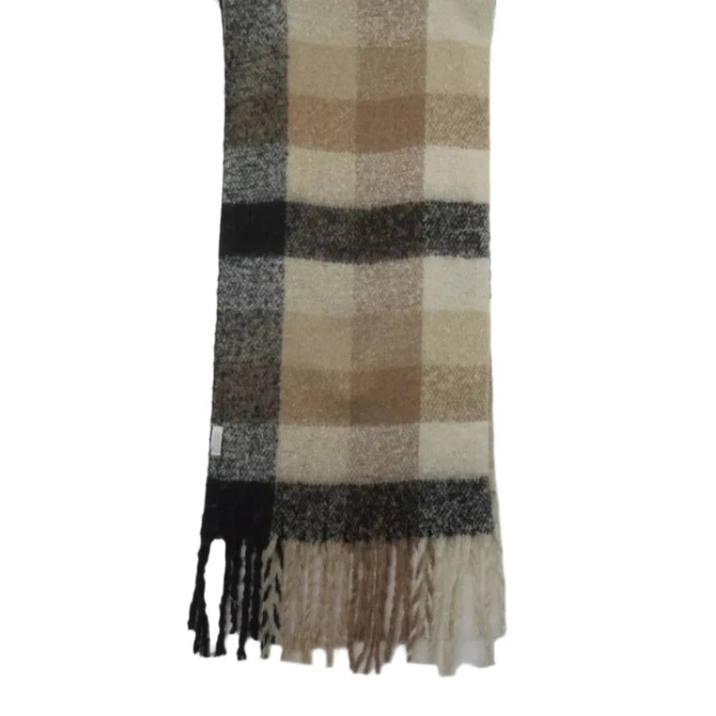 Gregory Ladner 19x74Brown Check Wool Scarf Womenswear | Preloved