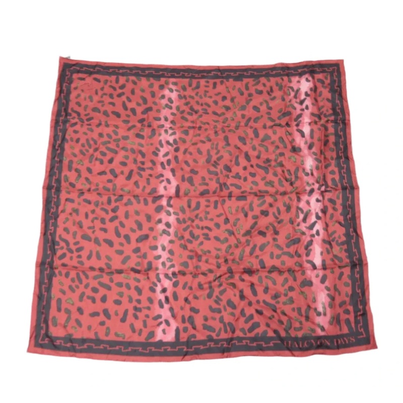 Halycon Days 35×35 Red Animal Print Silk Scarf Womenswear | Preloved