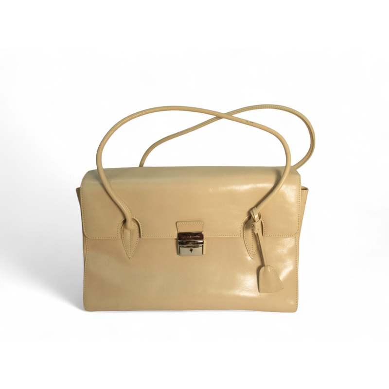 Jasper Conran Handbag Medium Nude Leather Womenswear | Preloved