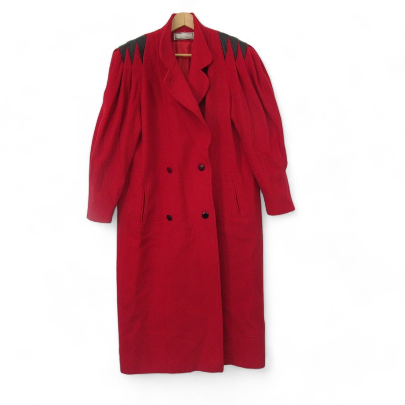 Mansfield UK 14 Red Wool Cashmere Vintage Overcoat Womenswear | Preloved