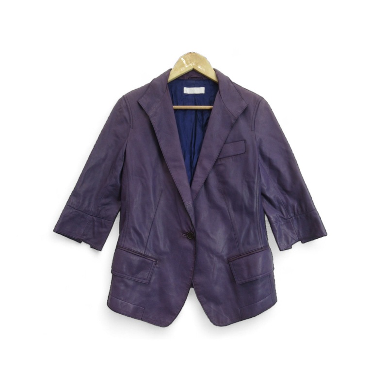 Nicole Farhi UK 10 Purple Leather Jacket Womenswear | Preloved