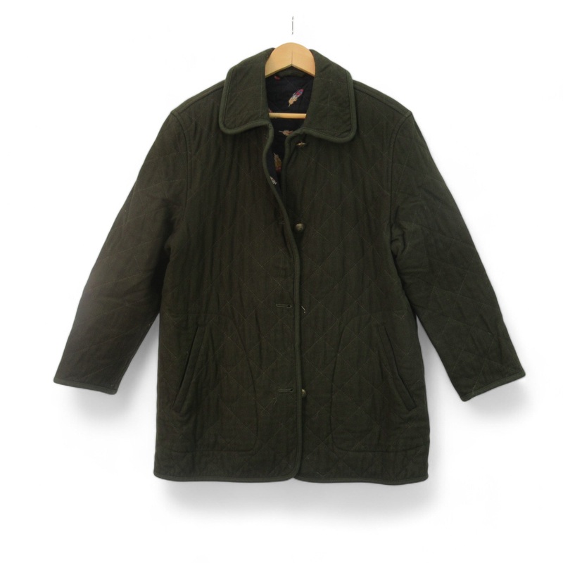Schneiders UK 12 Green Wool Quilted Coat Womenswear | Preloved