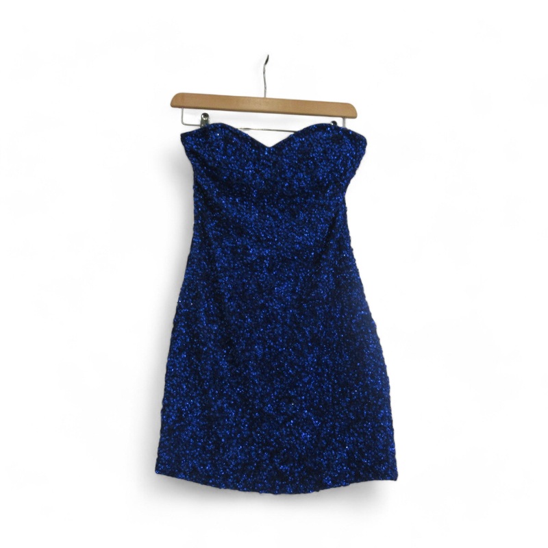 Topshop Vintage UK 8 Blue Sequin Mini Dress Womenswear | Preloved