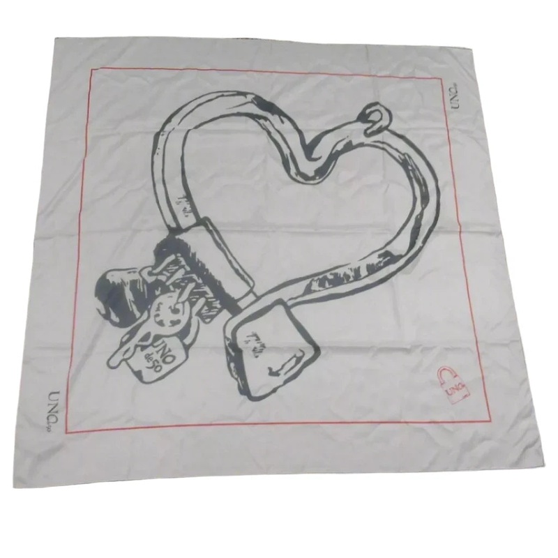 Uno De50 48×48 White Black Heart Square Scarf Womenswear | Preloved