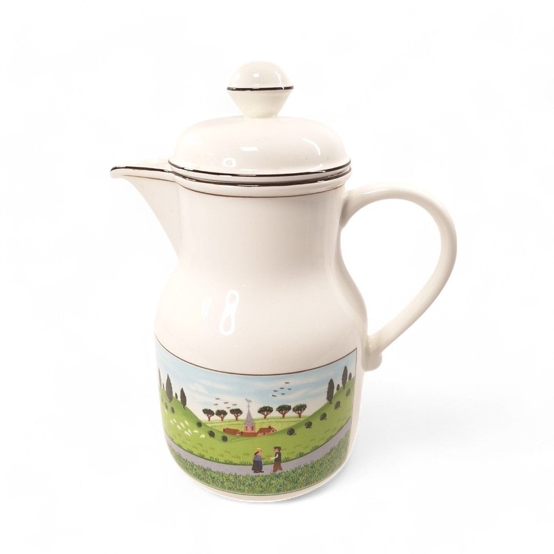 Villeroy & Boch Design Naif Coffee Pot Vitro-Porcelain Landscape Pattern | Preloved