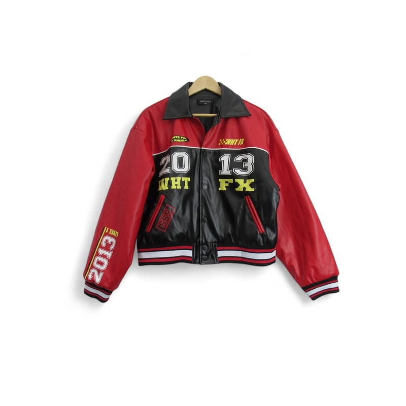 White Fox Unlimited M/L Black Red Bomber Jacket Menswear | Preloved