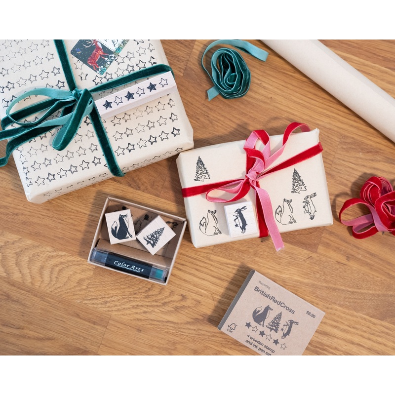 Woodland set of 4 stamps with ink pen