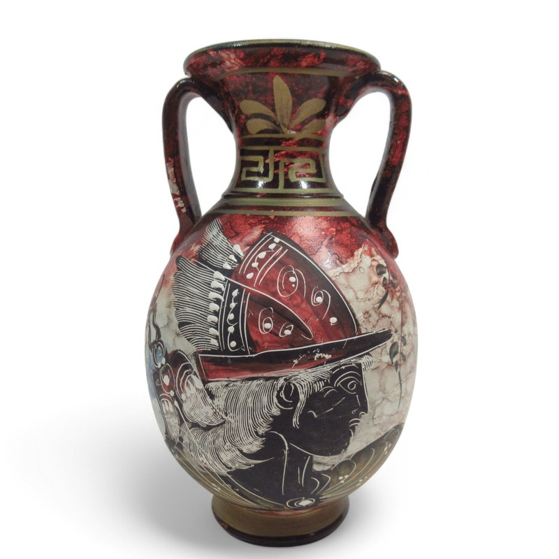 Ancient Greece Style Vase Double-Handled Hand Painted | Preloved