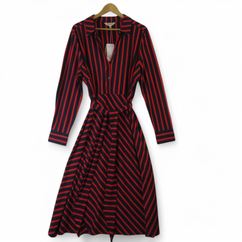 Boden Shirt Dress UK 22 Red Blue Striped Womenswear | Preloved