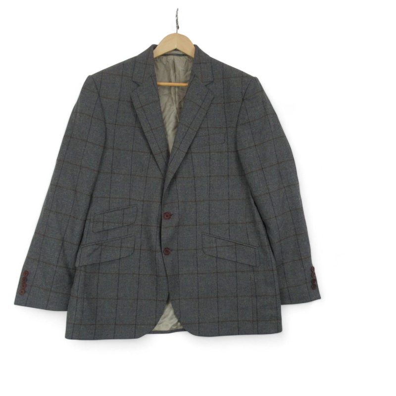 Charles Tyrwhitt 42R Grey Wool Blazer Jacket Menswear | Preloved